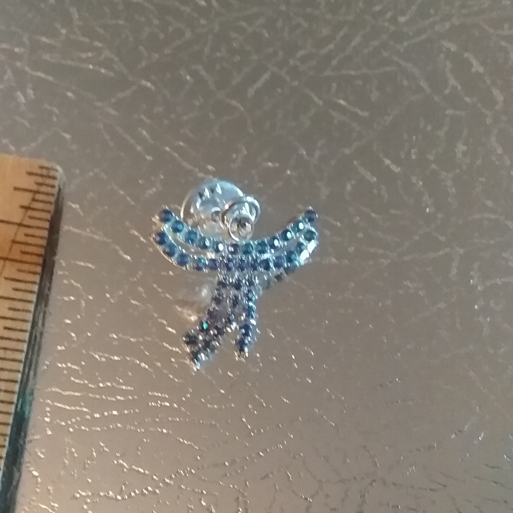 Birthstone Sapphire Blue Rhinestone Guardian Angel Pin - Picture 3 of 3